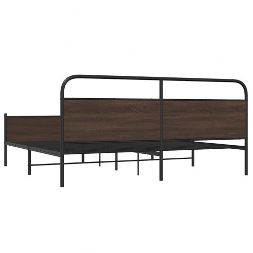 Sengeramme i metal 193 x 203 cm - brun egetræsfarve