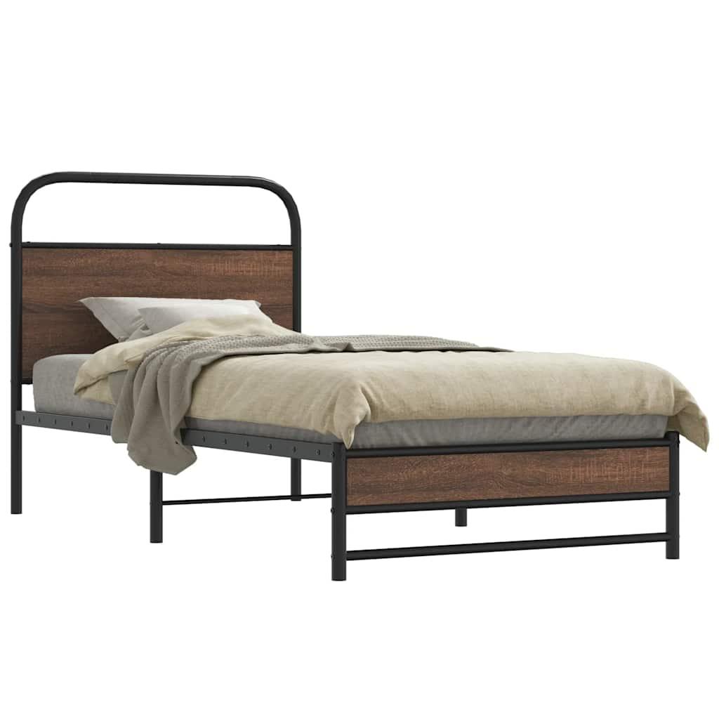 Sengeramme 100x190 Cm Uden Madras Konstrueret Træ Brunt Eg