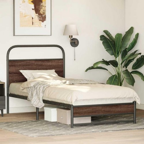 Sengeramme 100 x 190 cm uden madras - brun egetræ