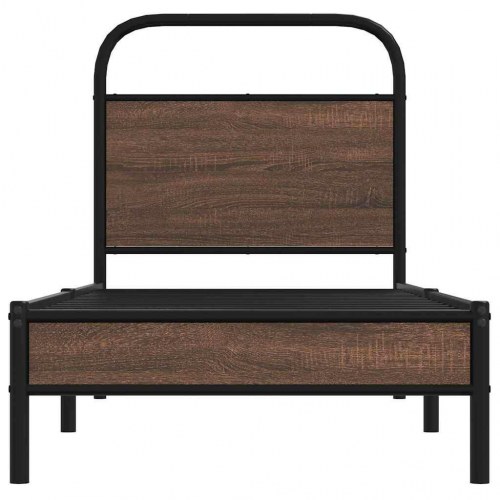 Sengeramme 80 x 200 cm med sengegavl uden madras - brun egetræ