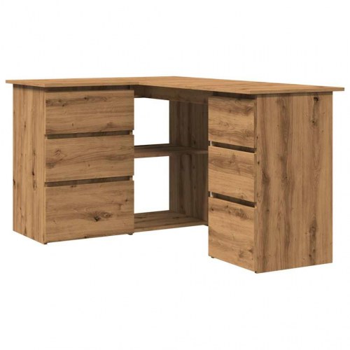 Hjørneskrivebord 145 × 100 × 76 cm i konstrueret træ - artisan egetræ