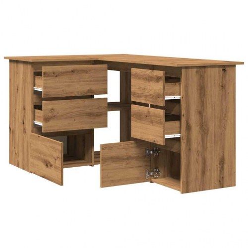 Hjørneskrivebord 145 × 100 × 76 cm i konstrueret træ - artisan egetræ