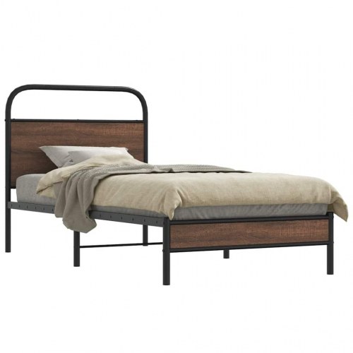 Sengeramme med sengegavl 107 x 203 cm - brun eg