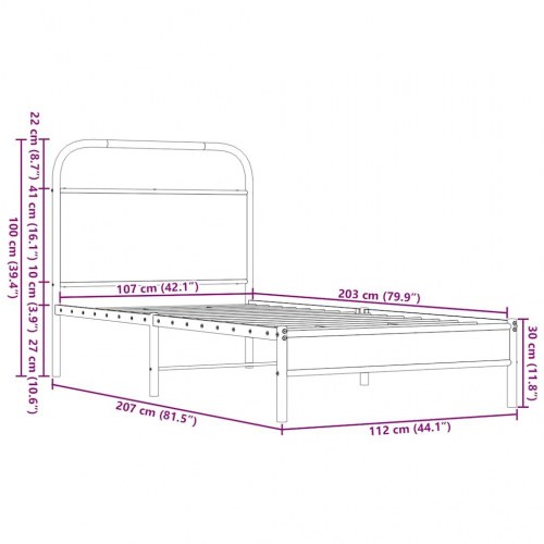 Sengeramme med sengegavl 107 x 203 cm - brun eg