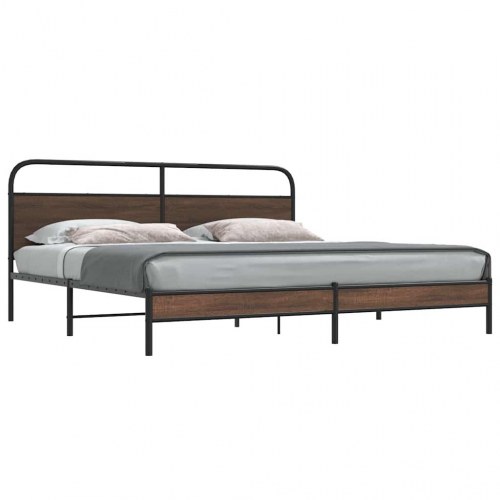 Sengeramme uden madras med sengegavl 183 x 213 cm - brun egetræsfarve
