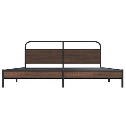 Sengeramme uden madras med sengegavl 183 x 213 cm - brun egetræsfarve