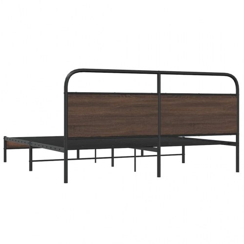 Sengeramme uden madras med sengegavl 183 x 213 cm - brun egetræsfarve