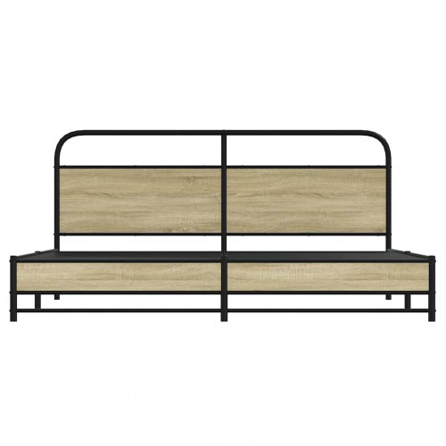 Sengeramme uden madras 193 x 203 cm - metal og sonoma-eg