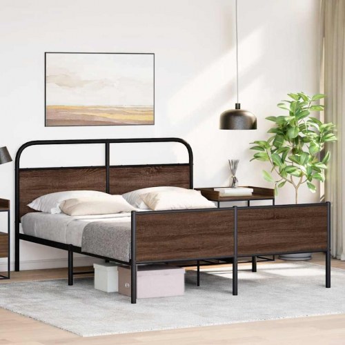 Sengeramme uden madras 160 x 200 cm i metal - brun egetræsfarve