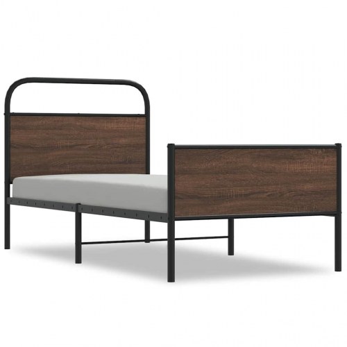Sengeramme 90 x 200 cm med lamelbund - brunt egetræ