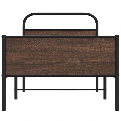 Sengeramme 90 x 200 cm med lamelbund - brunt egetræ