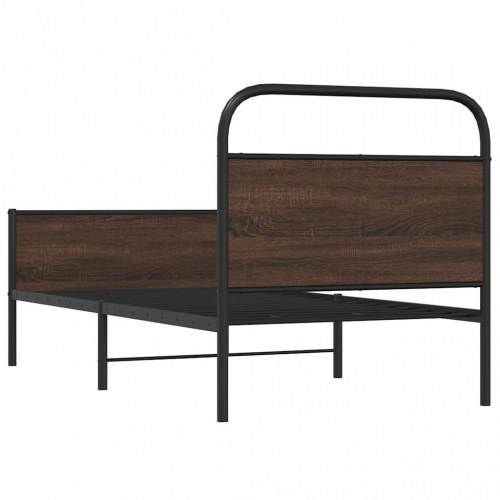 Sengeramme 90 x 200 cm med lamelbund - brunt egetræ