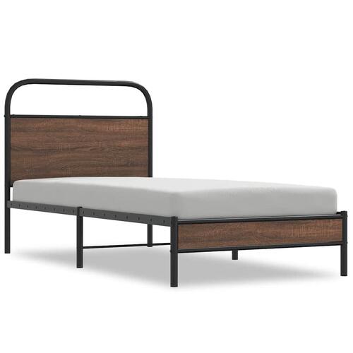 Sengeramme 100x190 cm uden madras konstrueret træ brunt eg