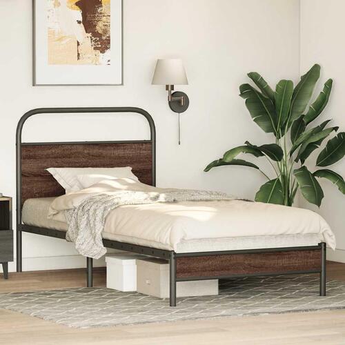 Sengeramme 100x190 cm uden madras konstrueret træ brunt eg