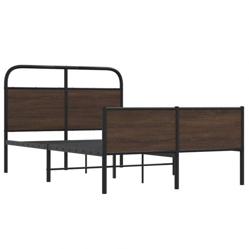 Sengeramme 140 x 190 cm med lamelbund - brun egetræ