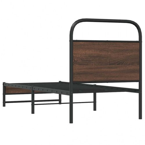 Sengeramme 75 x 190 cm uden madras med sengegavl - brun eg