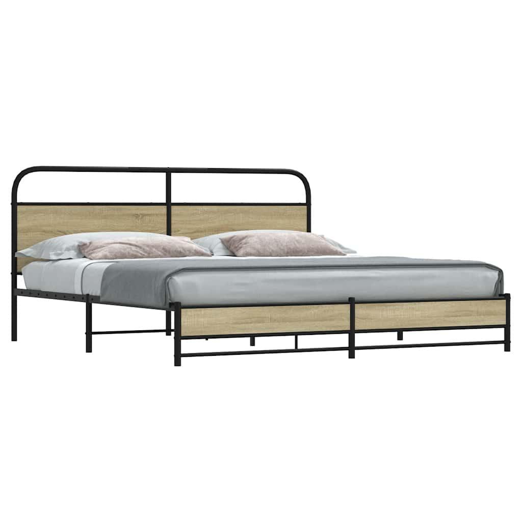 Sengeramme Uden Madras Metal Sonoma-Eg - med sengegavl og dobbelt lavt fodgærde / 183 x 213 cm