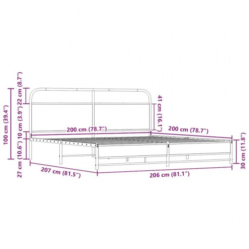 Sengeramme uden madras 200 x 200 cm med sengegavl - sonoma-eg