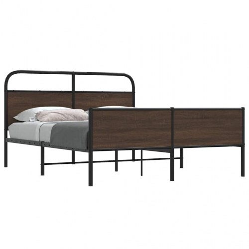 Sengeramme uden madras 150 x 200 cm med gavl og fodgærde - brun egetræ