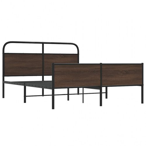 Sengeramme uden madras 150 x 200 cm med gavl og fodgærde - brun egetræ