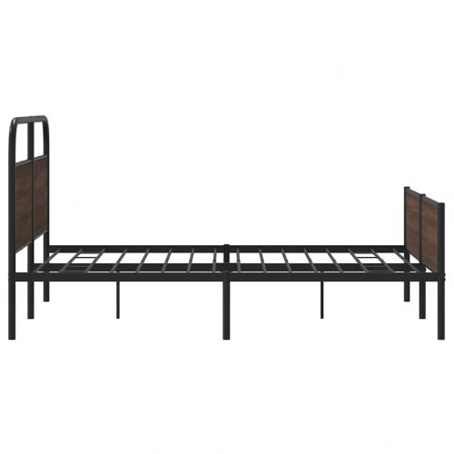 Sengeramme uden madras 150 x 200 cm med gavl og fodgærde - brun egetræ