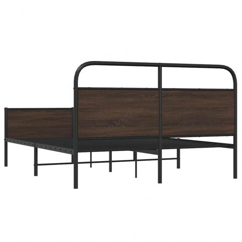 Sengeramme uden madras 150 x 200 cm med gavl og fodgærde - brun egetræ