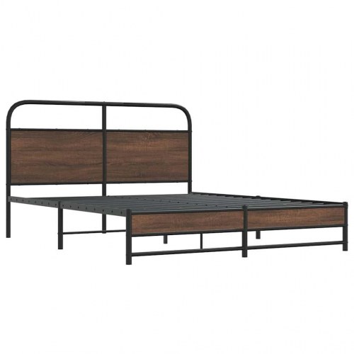 Sengeramme 150 x 200 cm uden madras - brun egetræ