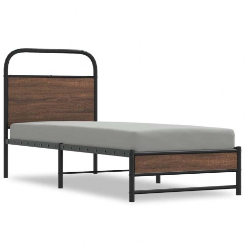 Sengeramme 80 x 200 cm uden madras med sengegavl - brunt eg