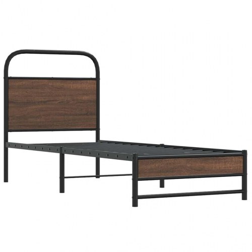Sengeramme 80 x 200 cm uden madras med sengegavl - brunt eg