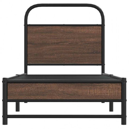 Sengeramme 80 x 200 cm uden madras med sengegavl - brunt eg