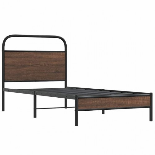 Sengeramme 100 x 200 cm med sengegavl - brun egetræ