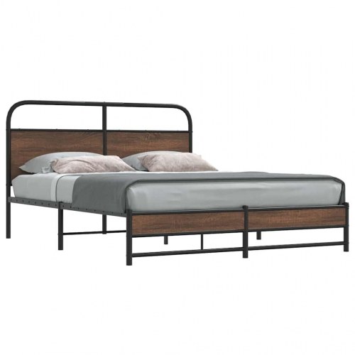 Sengeramme i metal uden madras 160 x 200 cm - brun egetræsfarve