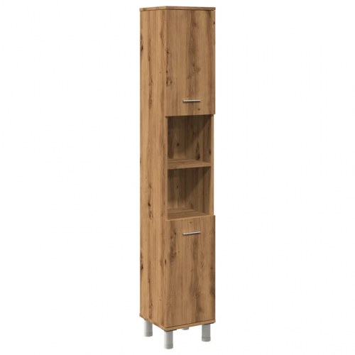 Badeværelsesskab 30×30×179 cm i konstrueret træ - kunsteg