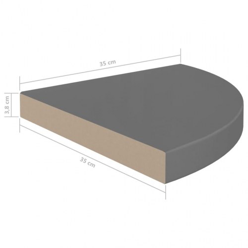 Hjørnehylder 4 stk. - 35×35×3,8 cm - MDF, grå højglans