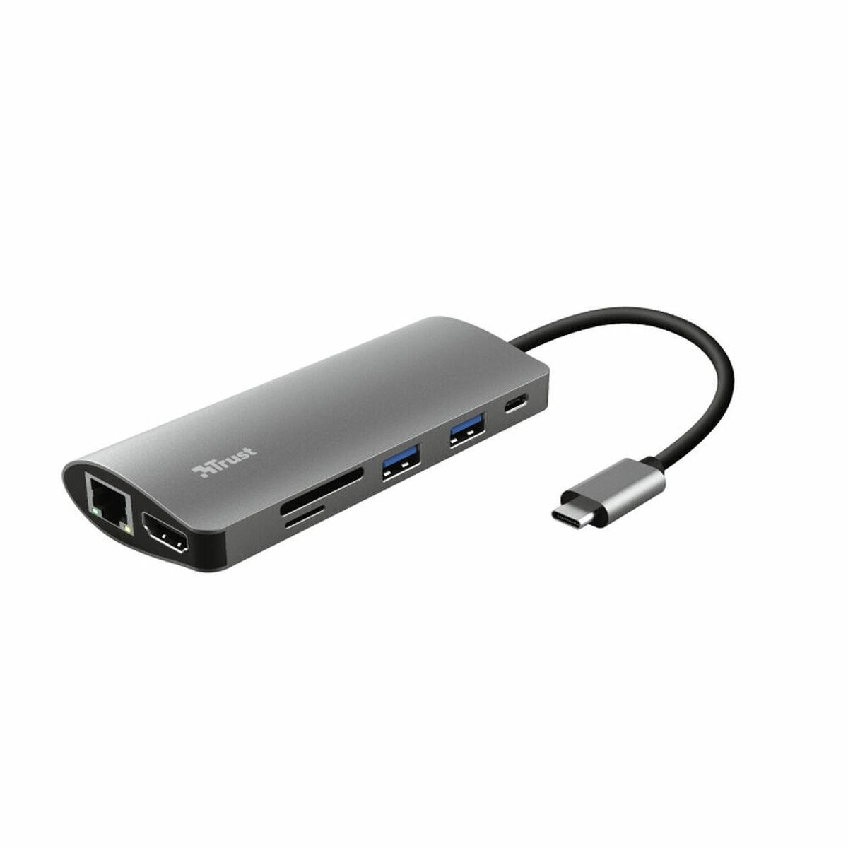 Usb Hub 7in1 Trust 23775 Sølv Aluminium