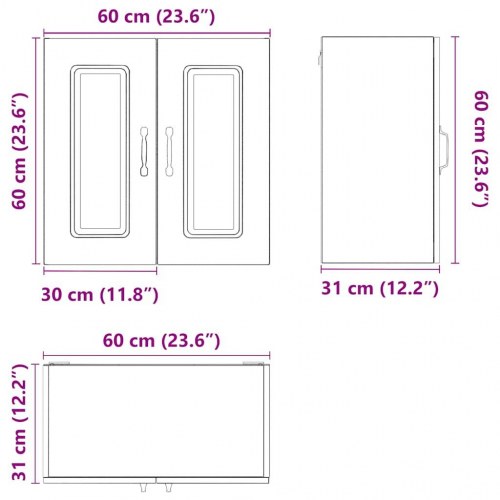 Køkkenvægskab Kalmar højglans hvid - 60 x 31 x 60 cm
