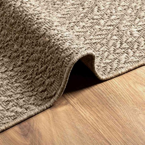 Gulvtæppe ZIZUR - beige jute-look 140 × 200 cm til inde og ude