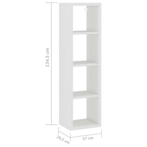 Væghylde 37x29,5x134,5 cm kubeformet MDF hvid