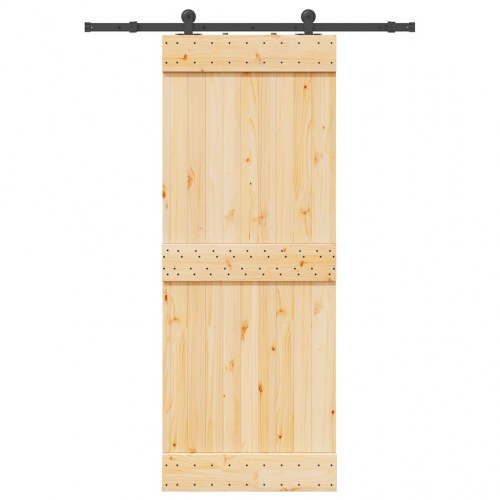 Skydedør med monteringssæt 80x210 cm massivt fyrretræ