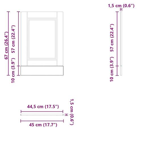 Låge til opvaskemaskine Porto 45x1,5x67 cm betongrå