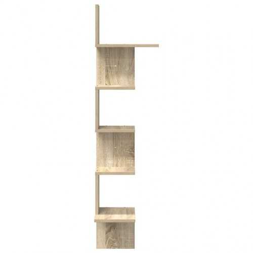Væghængt hjørnehylde 32×32×127,5 cm - sonoma-eg spånplade