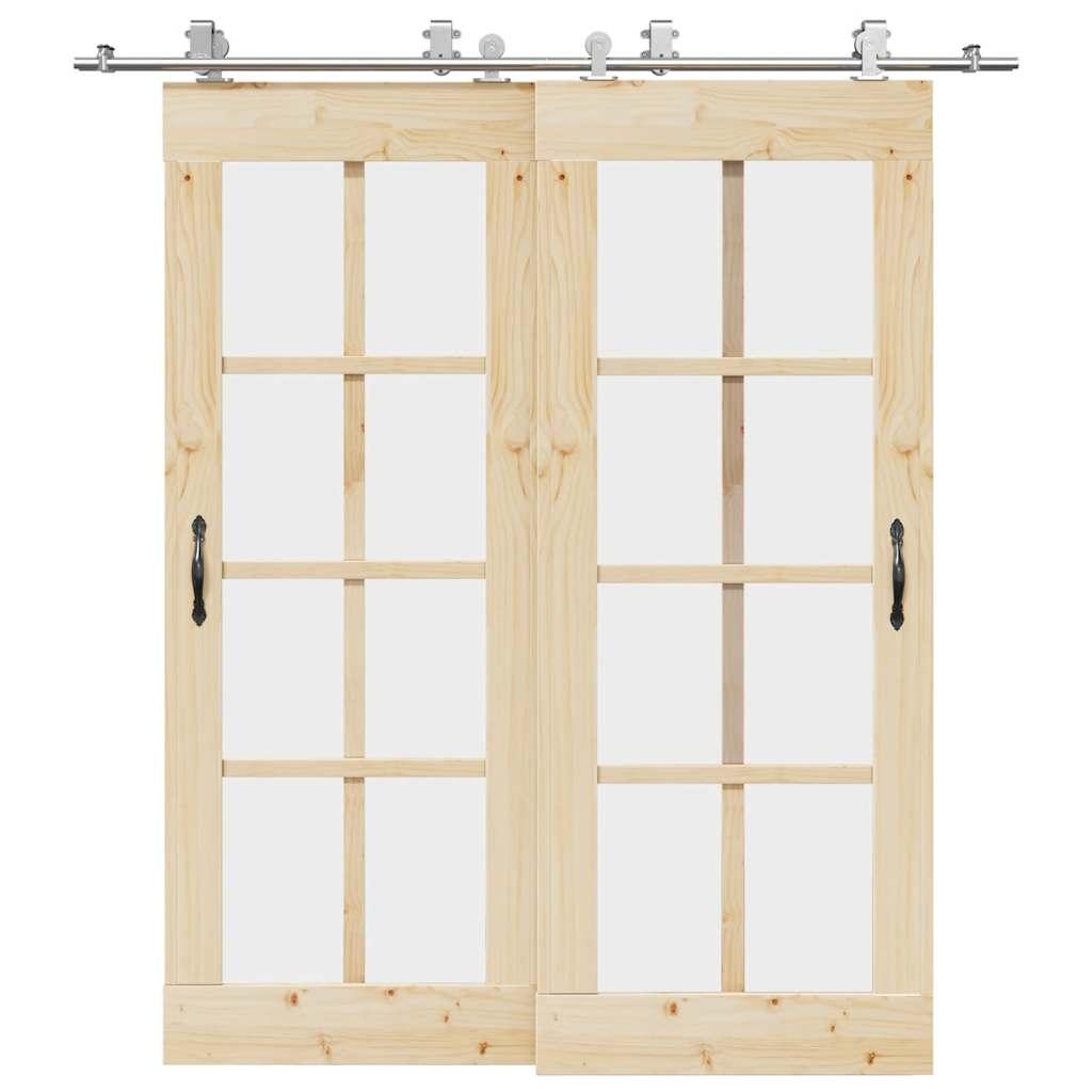 Hardwarekit til skydedør 200 cm rustfrit stål sølvfarvet