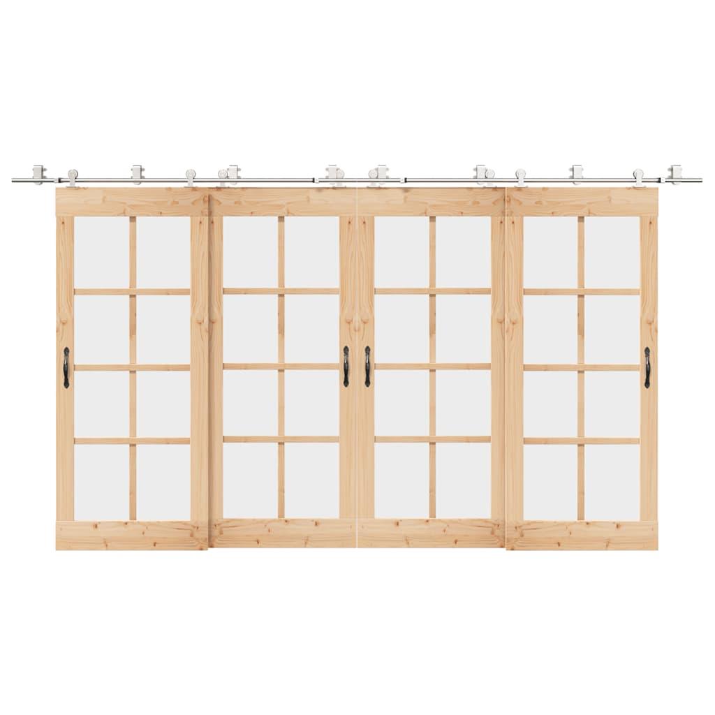 Hardwarekit til skydedør 200 cm rustfrit stål sølvfarvet