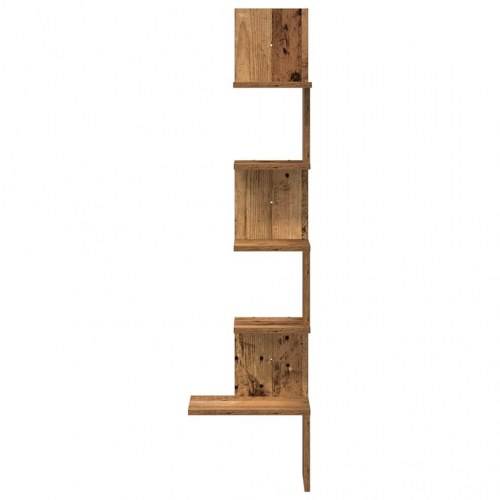 Væghængt hjørnehylde 32×32×127,5 cm - konstrueret træ, antikt træ
