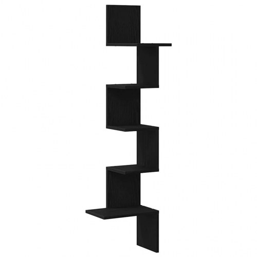 Væghængt hjørnehylde 32 × 32 × 127,5 cm - spånplade, sort