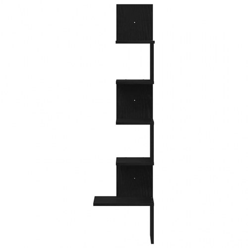 Væghængt hjørnehylde 32 × 32 × 127,5 cm - spånplade, sort