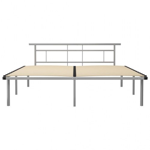 Sengestel i metal 200 x 200 cm - grå dobbeltseng med lameller