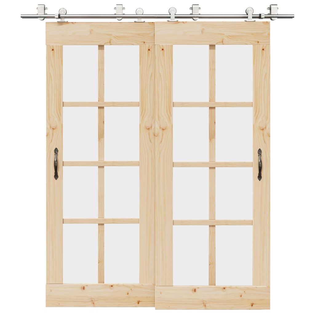 Hardwarekit til skydedør 200 cm rustfrit stål sølvfarvet