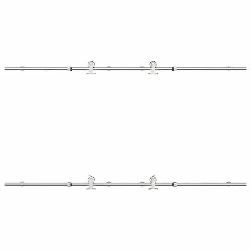 Hardwarekit til skydedør 200 cm rustfrit stål sølvfarvet