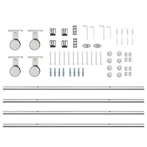 Hardwarekit til skydedør 200 cm rustfrit stål sølvfarvet